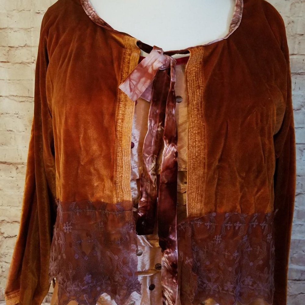 Hand Dyed Velvet Lagenlook Cardigan Jacket Sweater